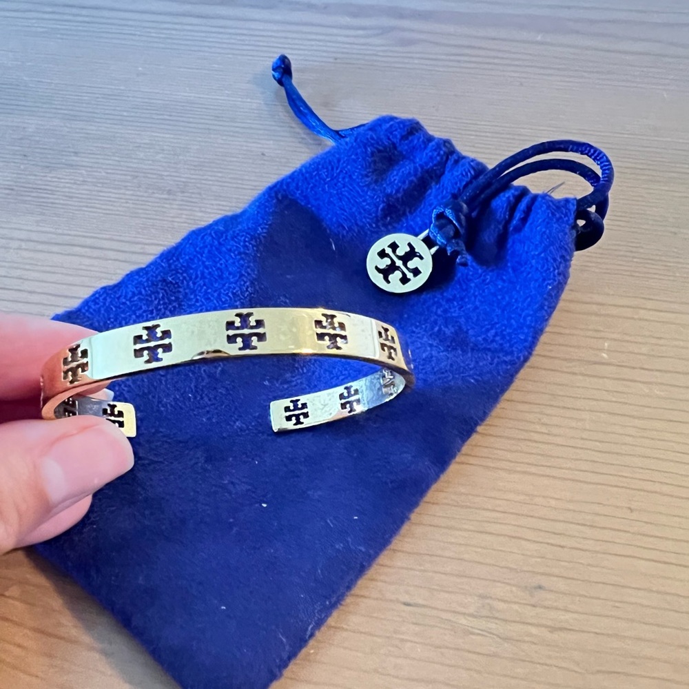 TORY BURCH Gold T Pierced Bracelet Cuff Gold